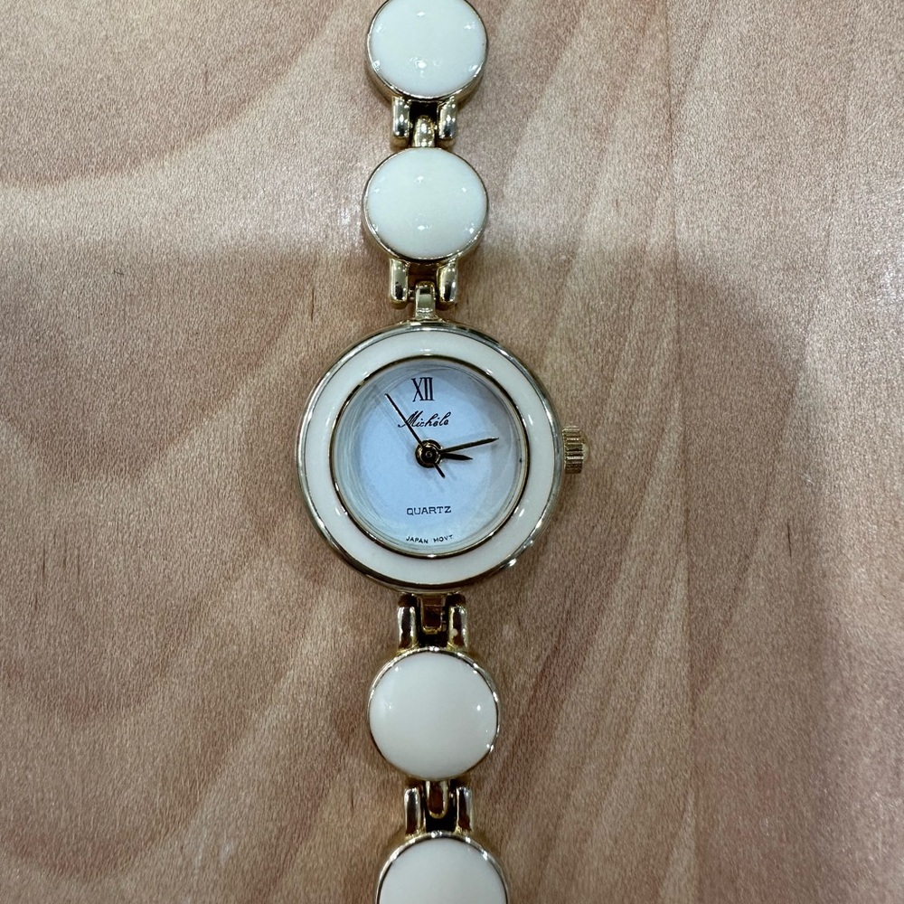 Michéle Gold and White Vintage Watch